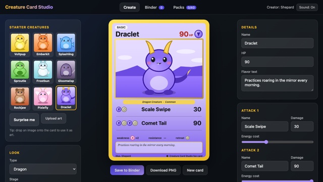 Creature Card Studio screenshot